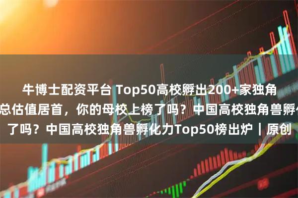 牛博士配资平台 Top50高校孵出200+家独角兽！清交浙占1/5，南开总估值居首，你的母校上榜了吗？中国高校独角兽孵化力Top50榜出炉｜原创